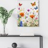 Aesthetic Wildflowers Canvas Wall Art Floral Butterfly Print Poster Framed | Butterfly Wildflowers Poster Picture Floral Wall Decor for Home Living Room Bedroom 8x10 Inch Framed