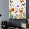 Aesthetic Wildflowers Canvas Wall Art Floral Butterfly Print Poster Framed | Butterfly Wildflowers Poster Picture Floral Wall Decor for Home Living Room Bedroom 8x10 Inch Framed