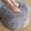 Stuffed Round Ottoman,Corduroy Pouf Ottoman Foot Rest,20 X 15 in,Dark Grey | Memory Foam Filling,Pouf Storage Ottoman Footstool for Living Room,20 X 15 Floor Poufs for Couch,Footrest Only