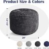 Stuffed Round Ottoman,Corduroy Pouf Ottoman Foot Rest,20 X 15 in,Dark Grey | Memory Foam Filling,Pouf Storage Ottoman Footstool for Living Room,20 X 15 Floor Poufs for Couch,Footrest Only