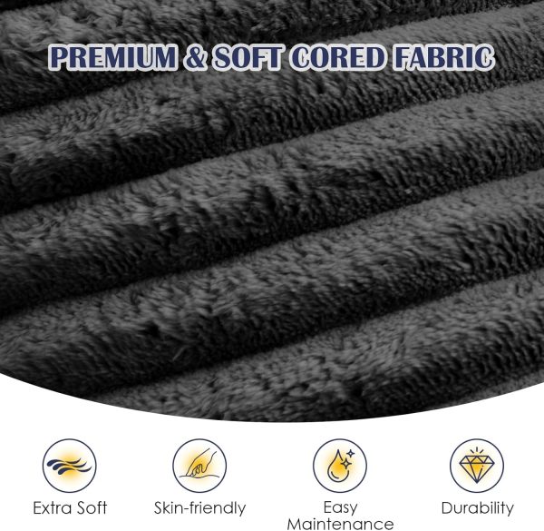 Stuffed Round Ottoman,Corduroy Pouf Ottoman Foot Rest,20 X 15 in,Dark Grey | Memory Foam Filling,Pouf Storage Ottoman Footstool for Living Room,20 X 15 Floor Poufs for Couch,Footrest Only