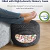 Stuffed Round Ottoman,Corduroy Pouf Ottoman Foot Rest,20 X 15 in,Dark Grey | Memory Foam Filling,Pouf Storage Ottoman Footstool for Living Room,20 X 15 Floor Poufs for Couch,Footrest Only