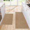 CTD-GR-2101_1 Kitchen Rugs and Mats, Non Slip Washable Set of 2 PCS, Absorbent Kitchen Mats for Floor, Kitchen Runner Rug, Rubber Backing, for Kitchen Decor, Front of Sink(Khaki, 20’’x 32’’+ 20’’x 47’’)