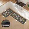 GENIMO Anti Fatigue Kitchen Mats for Floor 2PCS, Cushioned Standing Mats | 17.3"x47"&17.3"x30", Black vintage floral rug set, waterproof, non slip, easy-clean for farmhouse