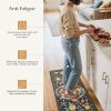 GENIMO Anti Fatigue Kitchen Mats for Floor 2PCS, Cushioned Standing Mats | 17.3"x47"&17.3"x30", Black vintage floral rug set, waterproof, non slip, easy-clean for farmhouse