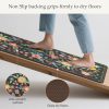 GENIMO Anti Fatigue Kitchen Mats for Floor 2PCS, Cushioned Standing Mats | 17.3"x47"&17.3"x30", Black vintage floral rug set, waterproof, non slip, easy-clean for farmhouse