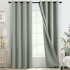 COSVIYA 100% Blackout Sage Green Linen Curtains & Drapes 84 Inch Length | Light Blocking Full Room Darkening Grommet Insulated Thermal Window Panels for Bedroom/Living Room,52x84 inches,2 Panels