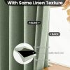 COSVIYA 100% Blackout Sage Green Linen Curtains & Drapes 84 Inch Length | Light Blocking Full Room Darkening Grommet Insulated Thermal Window Panels for Bedroom/Living Room,52x84 inches,2 Panels