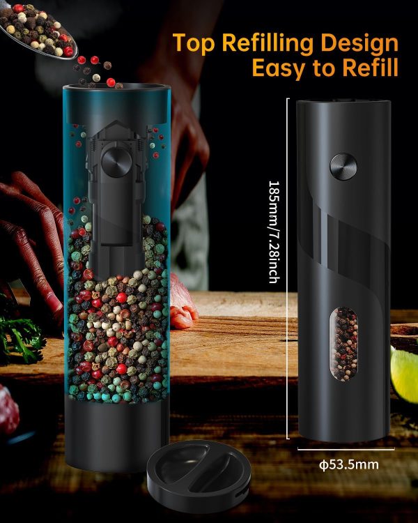 CTD-GR-469GK_2 CIRCLE JOY Electric Pepper Mill Grinder, Top-Refill Rechargeable Black Pepper Grinder with Upgraded Large Capacity for Home BBQ, Adjustable Coarseness, Led Light