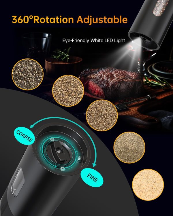 CTD-GR-469GK_4 CIRCLE JOY Electric Pepper Mill Grinder, Top-Refill Rechargeable Black Pepper Grinder with Upgraded Large Capacity for Home BBQ, Adjustable Coarseness, Led Light