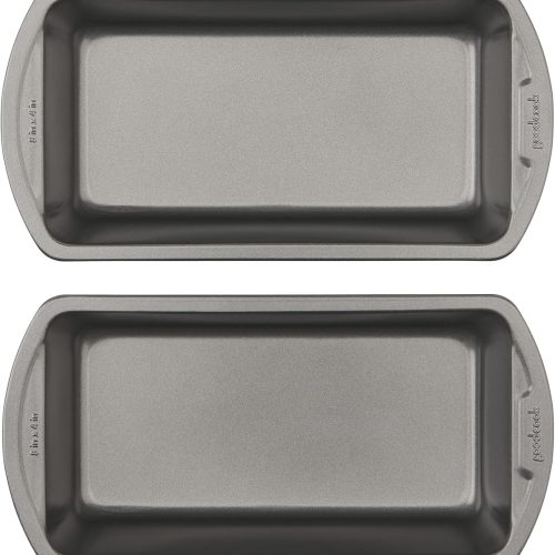 GoodCook Nonstick Loaf Pan 8 x 4-Inch Heavy-Duty Steel Bakeware with Easy-Clean Non-Stick Coating, Oven & Dishwasher Safe Pan for Meatloaf Breads Lasagnas Casseroles & More, Set of 2, Gray