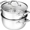 Chefbee 3.2QT Stainless Steel Steamer for Cooking with Food Steamer Basket | Healthy Steaming Pot, Multi-use Kitchen Cookware, For Vegetables Dumplings Soup and Food Preparation, Daily Kitchen Cooking