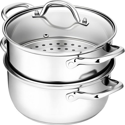 Chefbee 3.2QT Stainless Steel Steamer for Cooking with Food Steamer Basket | Healthy Steaming Pot, Multi-use Kitchen Cookware, For Vegetables Dumplings Soup and Food Preparation, Daily Kitchen Cooking