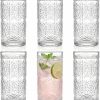 Bekith 6 Pack Romantic Drinking Glasses, 12 oz Highball Glasses, Thick Water Glasses, Tall Glass Cups for Beverages, Beer, Cocktail, Vintage Glassware Set for Dinner Parties, Bars, Restaurants
