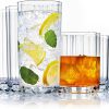 US Acrylic Faceted Clear Plastic Drinking Glasses Set of 8 | 14oz Rocks & 18oz Water Tumblers, BPA-Free, Made in USA, Top-Rack Dishwasher Safe, Reusable