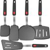 CTD-GR-916_1 Mixed 5 Piece Silicone Spatula Set, 600F Heat-Resistant No-Melt Rubber Spatula Handle and Blade - Kitchen Cooking Utensils for Nonstick Cookware, Spatula Turner for Egg,Pancake,Burger- Dishwasher Safe