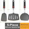 CTD-GR-916_4 Mixed 5 Piece Silicone Spatula Set, 600F Heat-Resistant No-Melt Rubber Spatula Handle and Blade - Kitchen Cooking Utensils for Nonstick Cookware, Spatula Turner for Egg,Pancake,Burger- Dishwasher Safe