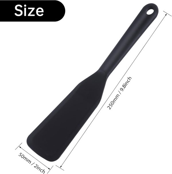 2 Pack Silicone Thin Omelet Turner, Heat Resistant Crepe Spatula for Nonstick Cookware, Pancake Spatula for Egg Cake Pizza Steak Omelet Crepes (Black)