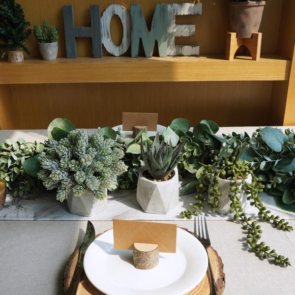 CTD-GR-S136435GK_4 Winlyn Set of 3 Mini Artificial Succulent Plants Potted Small Fake Aloe Hops String of Pearls Plants in Gray Hexagon Ceramic Pots for Modern Home Office Desk Living Room Kitchen Table Shelf Décor