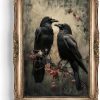 Eeuqiauot Crow Canvas Wall Art Dark Academia Poster Dark Academia Raven Print Gothic Bird Painting Black Crow Pictures Vintage Birds Poster Gothic Raven Wall Art for Room 16x24inch Unframed