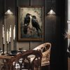 Eeuqiauot Crow Canvas Wall Art Dark Academia Poster Dark Academia Raven Print Gothic Bird Painting Black Crow Pictures Vintage Birds Poster Gothic Raven Wall Art for Room 16x24inch Unframed