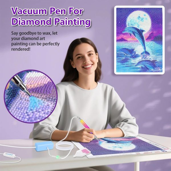 Electric Diamond Painting Pen with Adjustable Suction, Epainter Vacuum Diamond Art Painting Pen Without Wax, Accessories Tool for Setting AB Stones, Quiet and Long-Lasting (Blue)