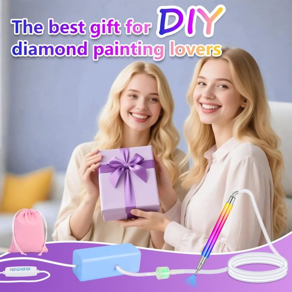 Electric Diamond Painting Pen with Adjustable Suction, Epainter Vacuum Diamond Art Painting Pen Without Wax, Accessories Tool for Setting AB Stones, Quiet and Long-Lasting (Blue)