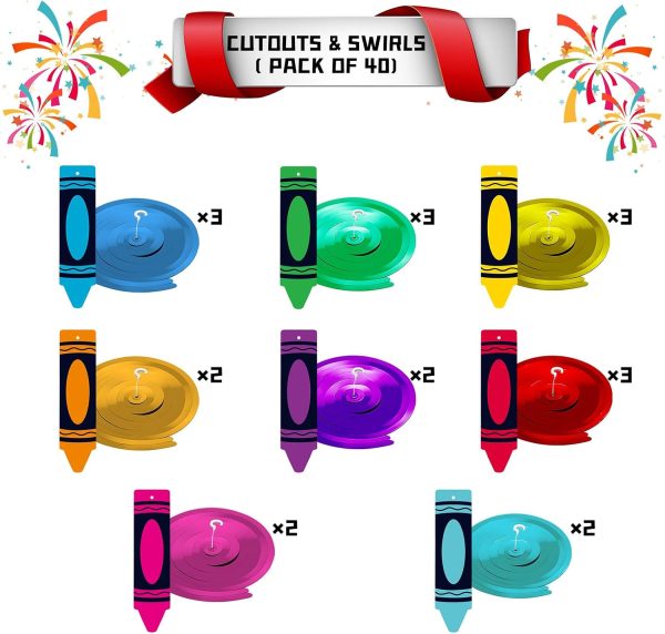YQUQWN, 52 Pcs Back to School Crayon Hanging Swirls Decorations, No DIY, Back To School Swirls Crayon Classroom Decor, Welcome Back To School Decorations for Classroom Back to School Party Decorations