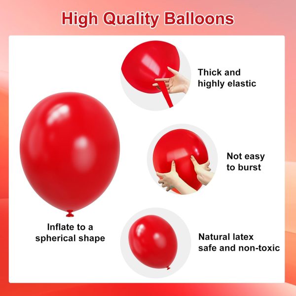 Red and White Balloons Garland Arch Kit, 129pcs Red White Balloons | 4 Different Size Red Balloons for Mother's Day, Valentine's Day, Birthday, Wedding, Christmas Party Decorations