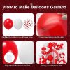 Red and White Balloons Garland Arch Kit, 129pcs Red White Balloons | 4 Different Size Red Balloons for Mother's Day, Valentine's Day, Birthday, Wedding, Christmas Party Decorations