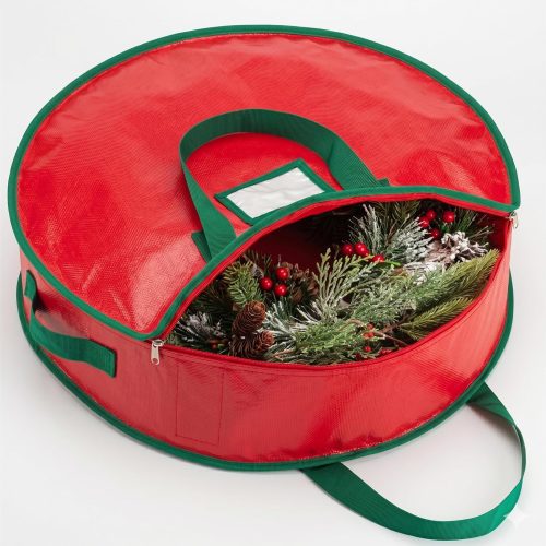 Handy Laundry Christmas Wreath Storage Container – 30 Inch Durable Tarp Storage Bag with Zipper & Reinforced Handles, Holiday Décor Organizer for Wreaths, Garlands & Seasonal Decorations, Green