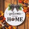 CTFB40CT_3 Moucuny Fall Football Wreaths Hello Football Sign for Front Door Wooden Hanging Decoration Welcome to Our Sign with Bow Farmhouse Wall Decoration for Home Game Front Porch Decor