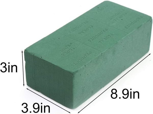 3PCS Floral Foam Bricks, Florist Flower Foam Green Blocks (9” Lx4” Wx3” H) Flower Arrangement Brick Supplies for Florist Craft