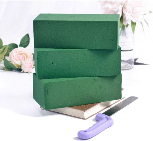 3PCS Floral Foam Bricks, Florist Flower Foam Green Blocks (9” Lx4” Wx3” H) Flower Arrangement Brick Supplies for Florist Craft