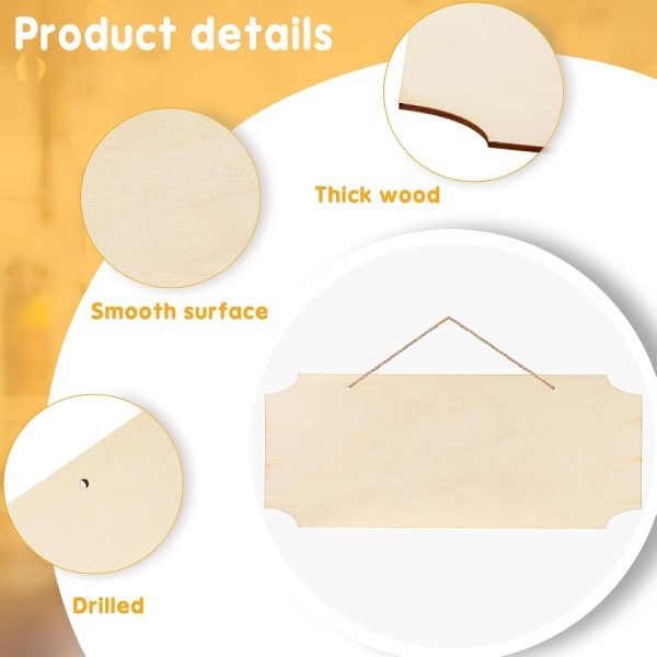 CTFO35CT_3 Patelai 10 Pcs Unfinished Hanging Wood Sign 9.8 x 3.9 Inch Rectangle Blank Wooden Plaque Blank Hanging Wooden Slices Banners with Ropes for Painting Writing DIY Home Crafts (2 Styles)