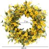 J'FLORU Artificial Spring Wreath 22 Inch Summer Wreaths for Front Door Yellow Daisy Wreath for Indoor Outdoor Home Decor and Easter Celebration