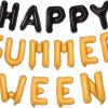 Summerween Balloons Banner Summer Halloween Party Decorations 16 Inch Mylar Foil Letters Sign Reusable Spooky Summer Beach Party Supplies