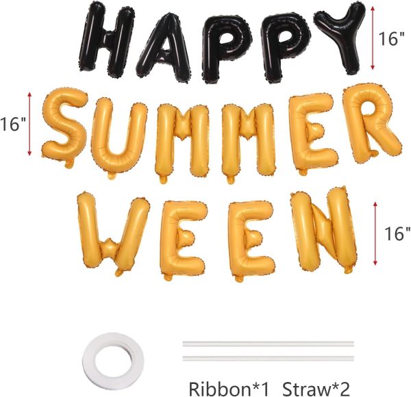 Summerween Balloons Banner Summer Halloween Party Decorations 16 Inch Mylar Foil Letters Sign Reusable Spooky Summer Beach Party Supplies