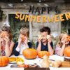 Summerween Balloons Banner Summer Halloween Party Decorations 16 Inch Mylar Foil Letters Sign Reusable Spooky Summer Beach Party Supplies