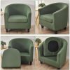 CTJ0439341S_3 CRFATOP 2 Piece Club Chair Slipcover Stretch Barrel Chair Covers Solid Tub Chair Slipcovers Soft Armchair Covers Removable Furniture Protector Arm Chair Cover for Living Room,Green