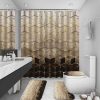CTJES-AU-014JK_3 LQCOOL 4Pcs Brown Shower Curtain Set, Gradient Bathroom Set with Rugs | Modern Bathroom Decor Geometric Shower Curtain for Bathroom with 12 Hooks, Non-Slip Rugs Bath Mat and Toilet Lid Cover