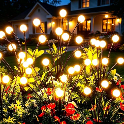 CTJES-AU-076JK_1 vignuto Solar Lights Outdoor Waterproof 4 Pack of 32 LEDs Garden Patio Firefly Decoration Unique Gifts Women Grandparents