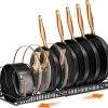 MUDEELA Pots and Pans Organizer Rack for under Cabinet, Expandable 11.81''-22.85'' Pot Lid Kitchen Cabinet Organizer Holder with 10 Adjustable Compartment Cutting Board Organizer for Pan Lid, Bakeware