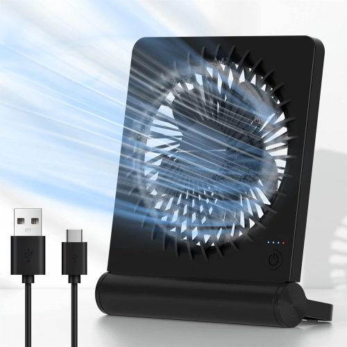 Desk Fan USB Powered with 3 Speeds Adjustable Strong Wind, Ultra Quiet Mini Personal Fan USB-C Corded Powered,220° Tilt Folding Plug In USB Fan(No Battery)