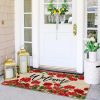 Baccessor Spring Summer Geranium Doormat Outdoor Red Flroal Flower Front Welcome Doormat Door Mat Non-Slip Rubber Backing Entrance Seasonal Outside Indoor Decoration Large 17x36 Inch