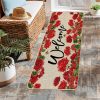 Baccessor Spring Summer Geranium Doormat Outdoor Red Flroal Flower Front Welcome Doormat Door Mat Non-Slip Rubber Backing Entrance Seasonal Outside Indoor Decoration Large 17x36 Inch