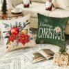Merry Christmas Red Poinsettia Throw Pillow Covers Home Decor | Xmas Winter Snowflakes 18x18 Inch Pillow Cover, Holiday Pillowcase Set of 4, Pillows Decorative for Cushion Case Sofa Couch
