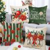 Merry Christmas Red Poinsettia Throw Pillow Covers Home Decor | Xmas Winter Snowflakes 18x18 Inch Pillow Cover, Holiday Pillowcase Set of 4, Pillows Decorative for Cushion Case Sofa Couch