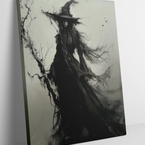 Vintage Halloween Witch Canvas Wall Art Creepy Witchy Macabre Dark Painting Picture Wall Decor Gothic Dark Academy Poster Print Artwork for Halloween Party Living room bedroom Home Decoration