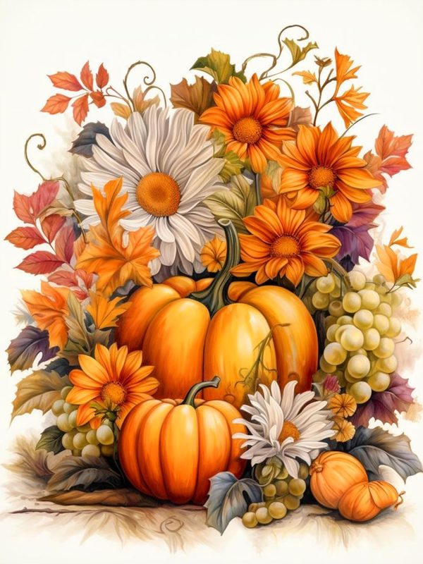 Autumn Diamond Art Kits for Adults Pumpkin Diamond Painting Kit 12x16in | 5D Diamond Art Kit Thanksgiving Diamond Painting Kits for Adult, DIY Full Round Diamonds Dots Gem Art Kit for Home Wall Decor